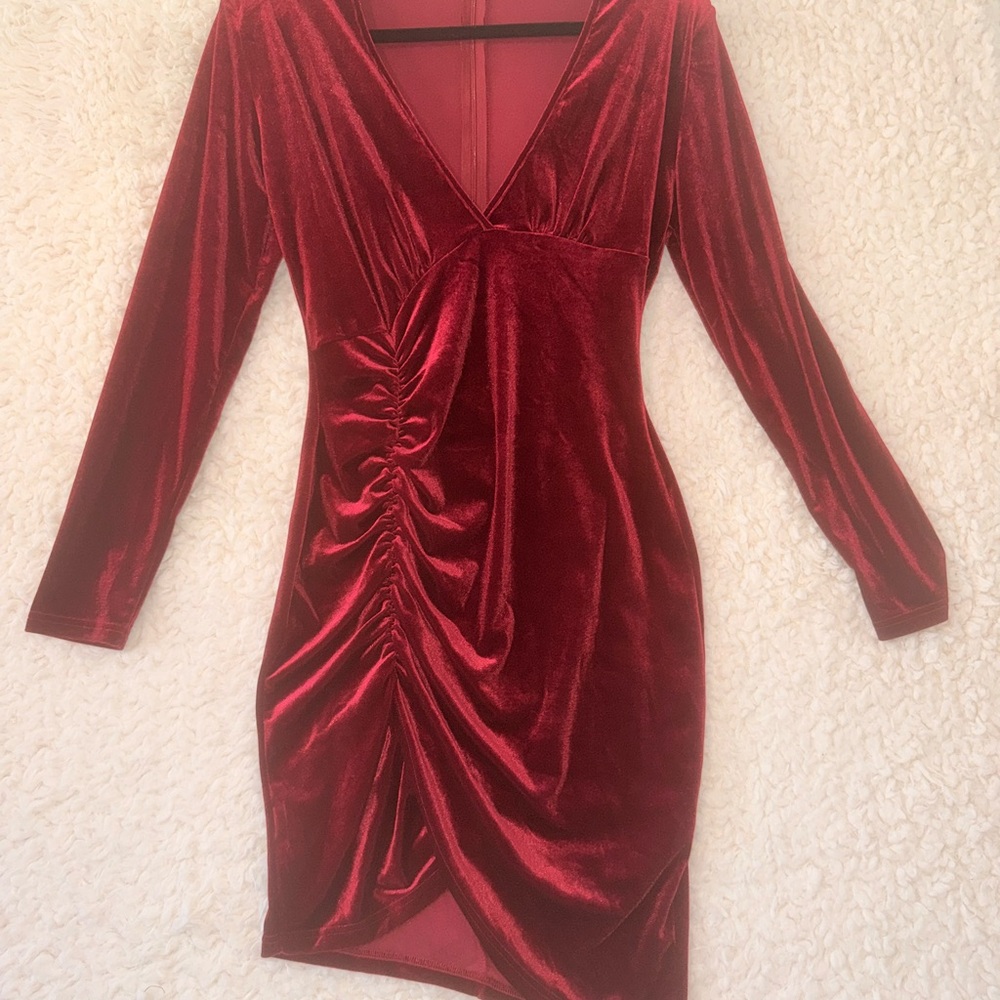 Elegant Red Velvet Dress